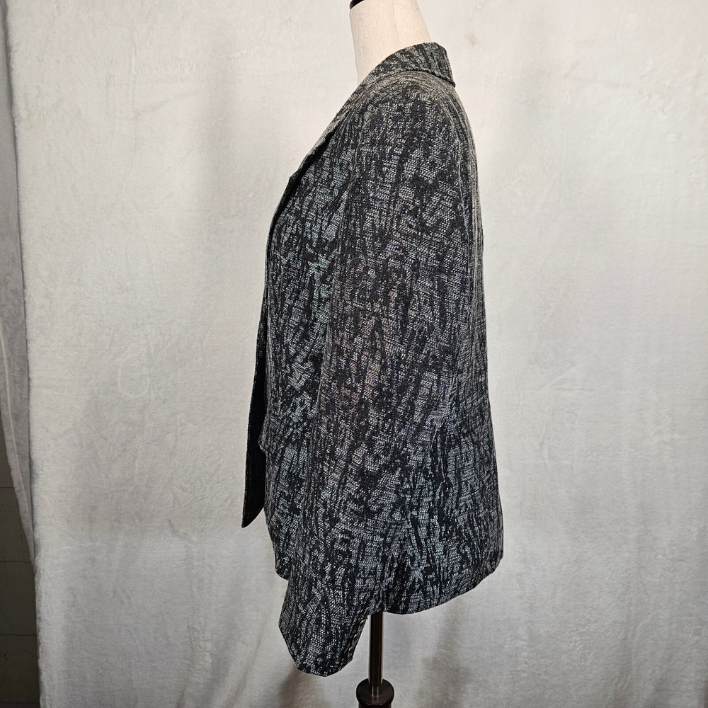Coldwater‎ Creek Size 12 Black Silver Floral Jacket Blazer Womens Stylish Formal - Picture 2 of 12